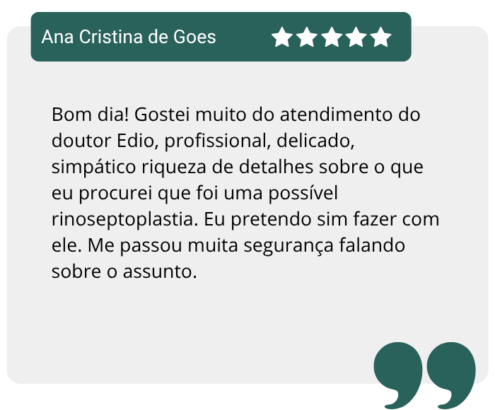 Avaliação da paciente Ana Cristina sobre o Dr. Édio Cavallaro, médico otorrinolaringologista, no site Doctoralia